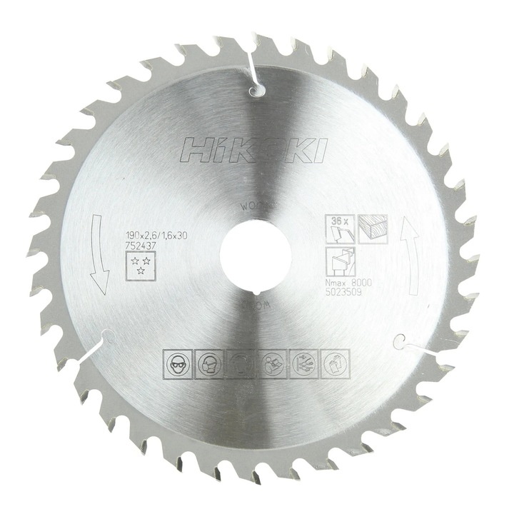 Disc circular, pentru lemn, Hikoki 752437, 190 x 30 x 1.6 mm