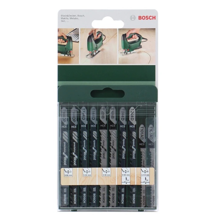 Panza fierastrau vertical, pentru lemn, Bosch, set 10 bucati