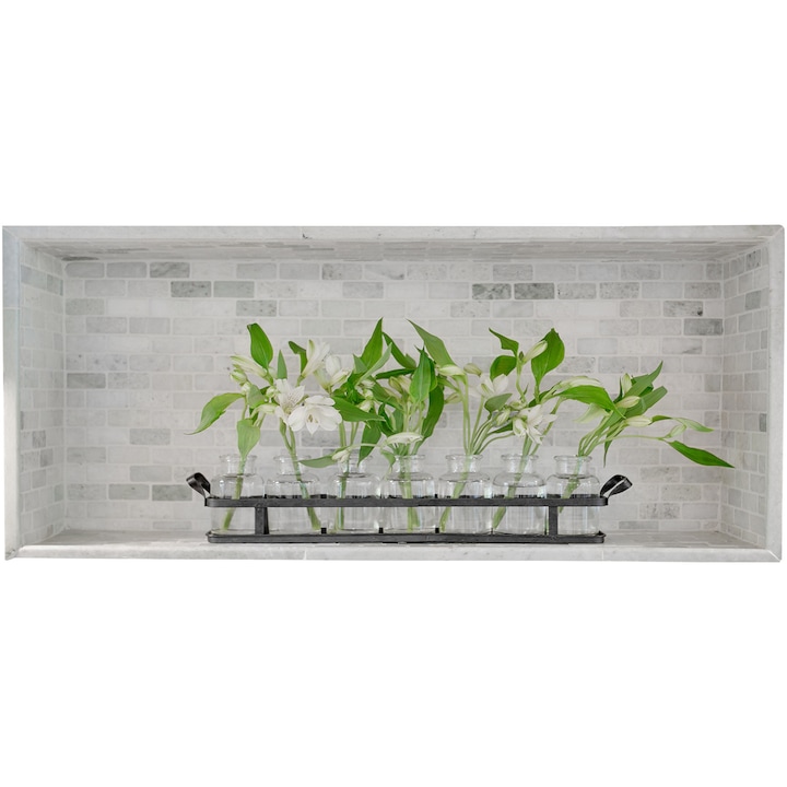 Autocolant De Usi Decorativ, Wallfluent, Flori in vaze, Gri, 130x56 cm, Bucatarie Si Hol, Finisaj Mat, 010120205330000289080