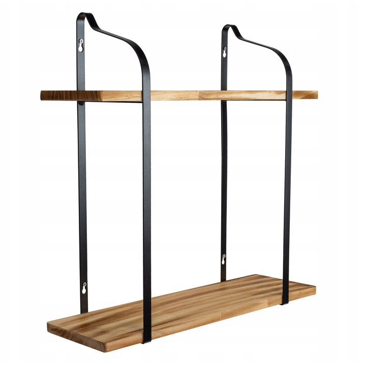 Raft de perete LOFT, INTEGRI, SFL 2, Domax Home, 50x50x15 cm, lemn de pin si metal negru, stil industrial modern, transforma spatiul intr-un decor spectaculos si functional