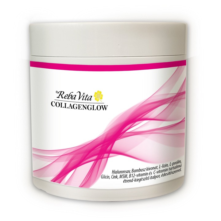 Supliment alimentar RebaVita CollagenGlow băutură pentru piele, păr și articulații, cu îndulcitor, 300 g (30 porții)