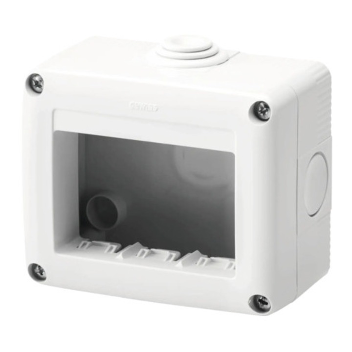 Doza suport aparataje Gewiss 3 module IP44, montaj aplicat, gri