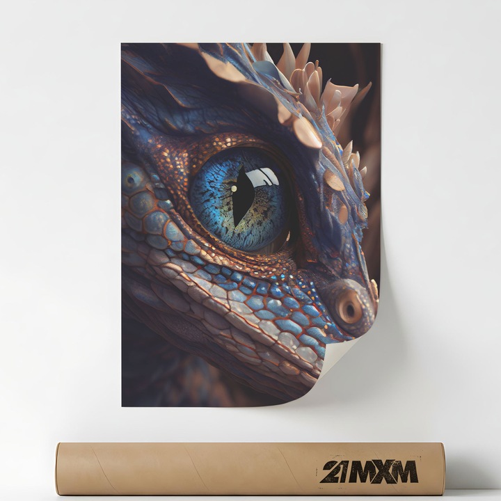 Плакат „Дракон 10“ върху матова канава – Минималистичен дизайн, 30 x 40 см, без рамка