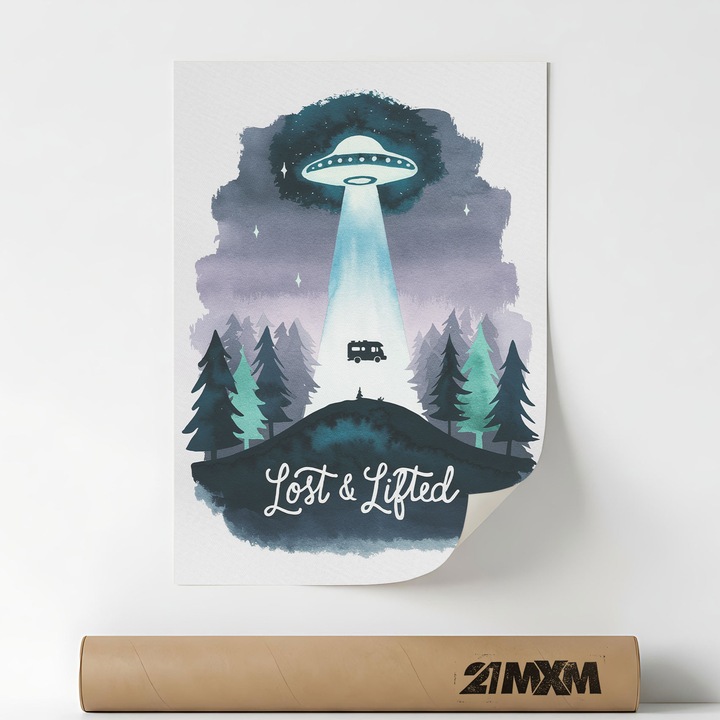 Poster decorativ, ilustratie fantasy, Lost and Lifted, A3 (29.7 x 42 cm), Fara Rama