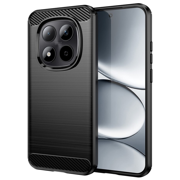 Husa Carbon pentru Xiaomi Redmi Note 15 Pro 4G, Silicon TPU Durabil, Protectie sporita, Rezistenta la socuri, Grip Anti-Alunecare, Neagra