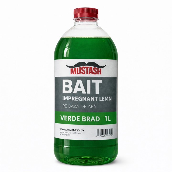 Bait pentru lemn nuanta VERDE BRAD 1L Mustash – impregnant pe baza de apa