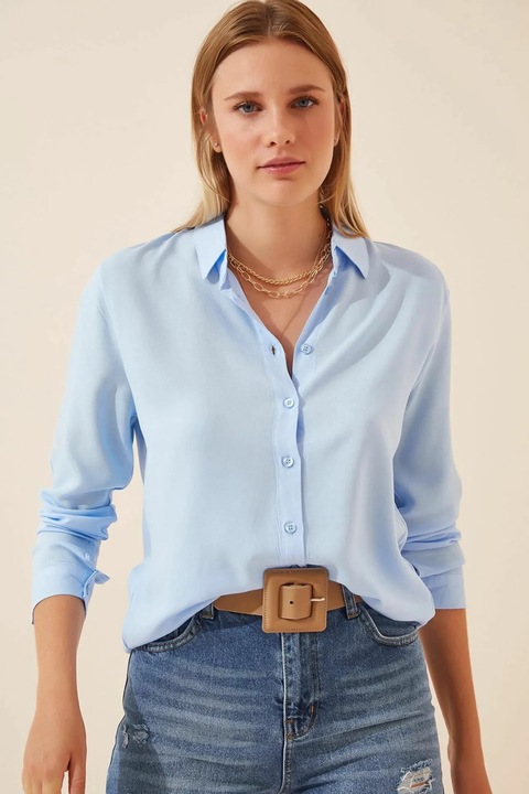 Camasa dama JANES, textil, albastru deschis