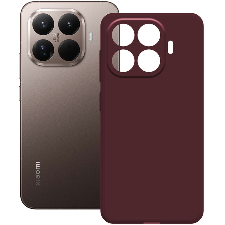 Husa pentru Xiaomi 15T Pro, Color Shield, Interior de catifea, Suprafata aderenta, Protectie antisoc, Margini ridicate, Regular Fit, Silicon, Visiniu