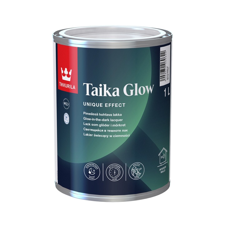 Lac fosforescent, Tikkurila Taika Glow, transparent, 1 L, efect de strălucire în întuneric