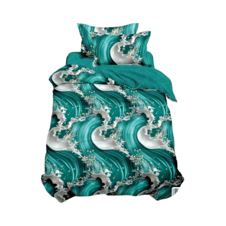 Lenjerie de pat, 1 persoana, fara elastic, 140X200, cm, imprimeu marmurat