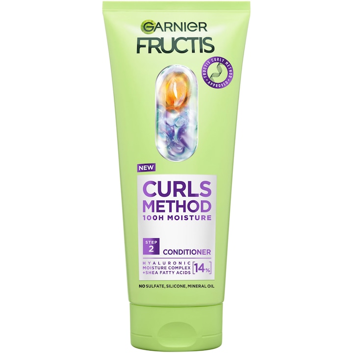 Balsam de par Garnier Fructis Curls Method pentru par cret, cu unt de shea si acid hialuronic, 200 ml