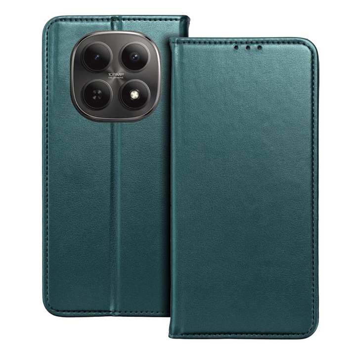 Telefontok Xiaomi Redmi Note 15 5G készülékkel kompatibilis - Smart Magnetic zöld szilikon keretes mágneses könyvtok