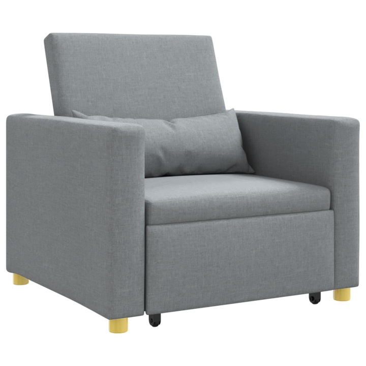 Разтегателен диван с единично легло vidaXL, светлосив, 90x165x87 см, 3-в-1, с подлакътници