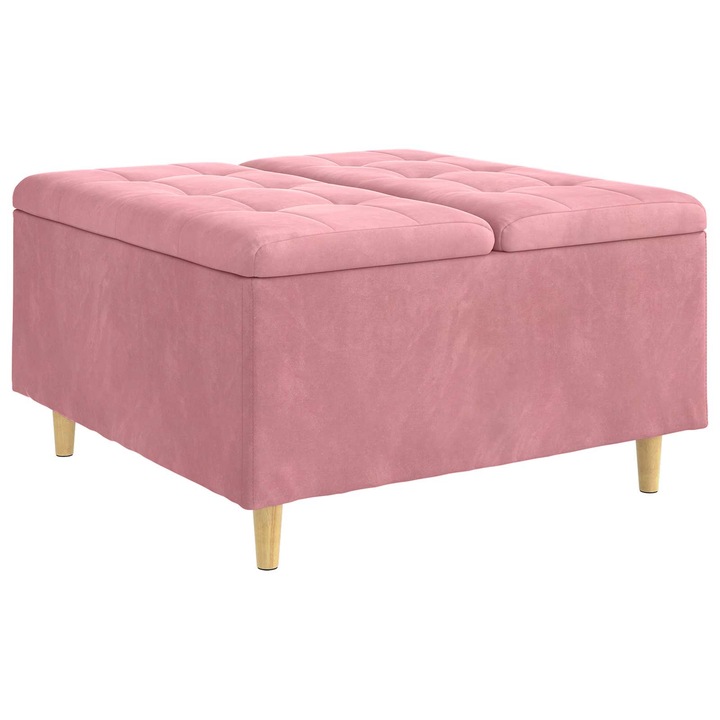 vidaXL Tároló oszmán párnával Rózsaszín 80 x 80 x 45 cm Bársony 876843