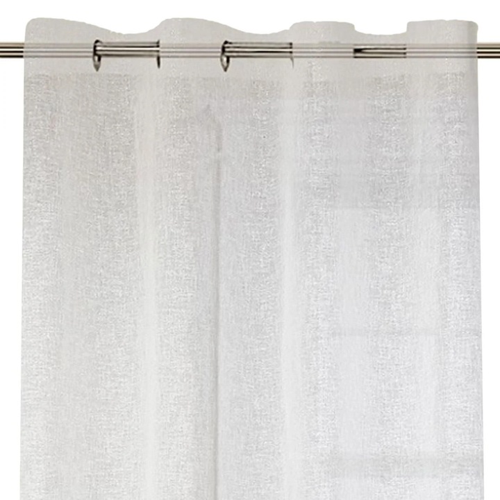 Перде, Полиестер, С халки, 140x260, Бял
