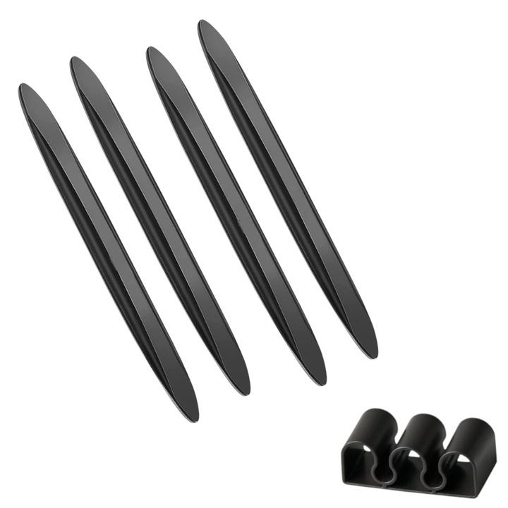 4 db védőszalag készlet, autó, furgon ajtóvédő, ajtó, lökhárító, tükör, gyors beszerelés, univerzális, fekete 15 cm x 1,5 cm x 0,5 cm + telefontöltő kábel tartó