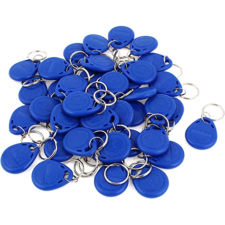 Set de 25 brelocuri RFID, 125KHz, albastru, 34x27x7mm