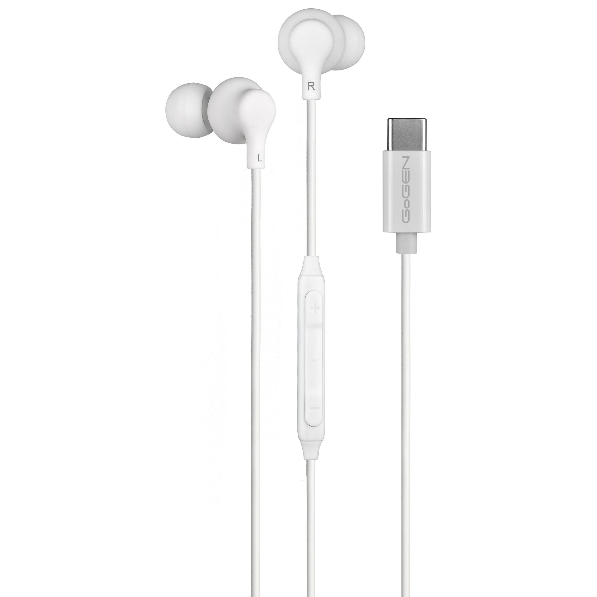 Casti GoGEN ECC 10W, In-Ear, USB‑C, microfon, control volum, sunet clar si confort maxim, alb
