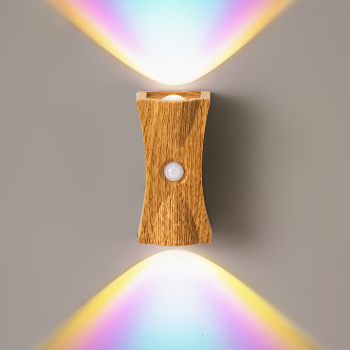 Lampa de veghe LED, Ultrixe, cu Senzor de Miscare, LED RGB, 1200mAh Reincarcabila, Baza Magnetica, Usor de Instalat, Pentru dressing, holuri, scari, camera copilului, Lumini Colorate