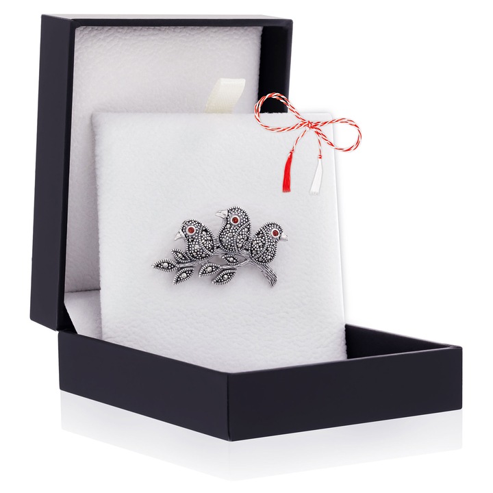 Brosa Argint 925 Pasari pe Ramurica - Marcasite