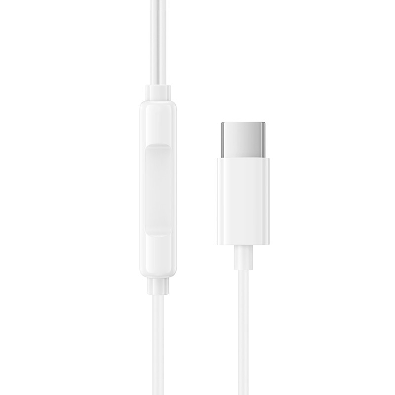 Casti cu fir Borofone BM100 Fuente cu microfon Type-C (DAC) – albe