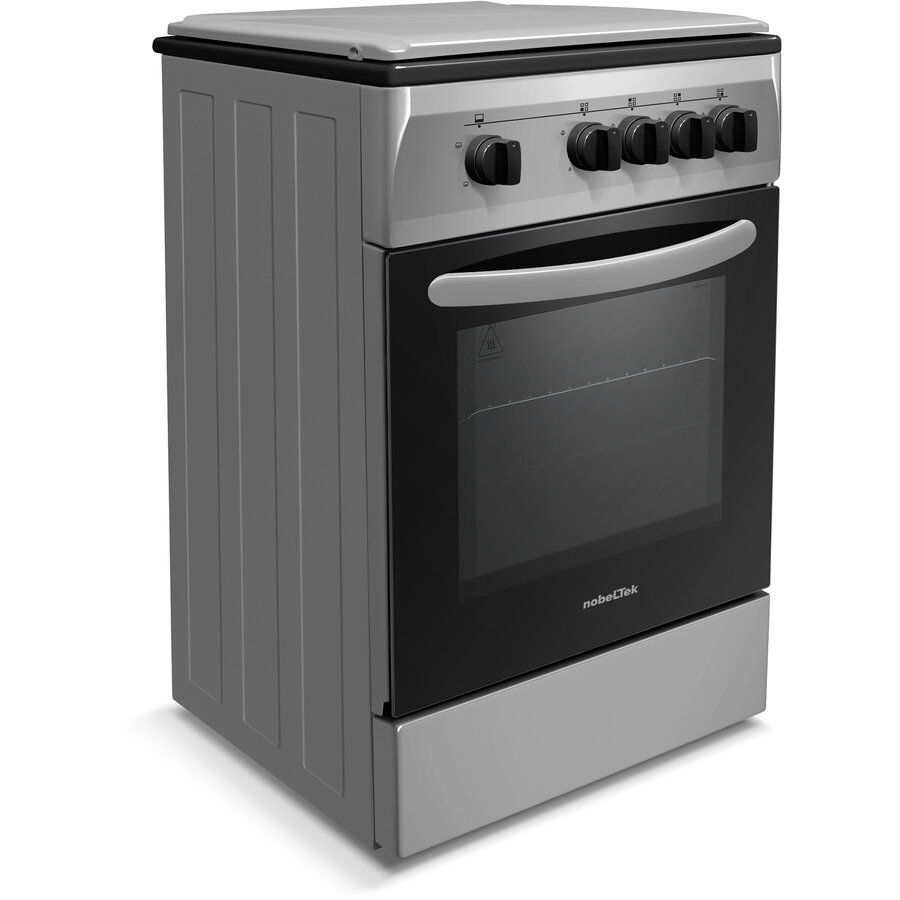 Aragaz Nobeltek NLT 5551S/G1, gaz, siguranta plita si cuptor, echipat cu diuze GPL, diuze GN de schimb, 50 x 50 cm, Argintiu