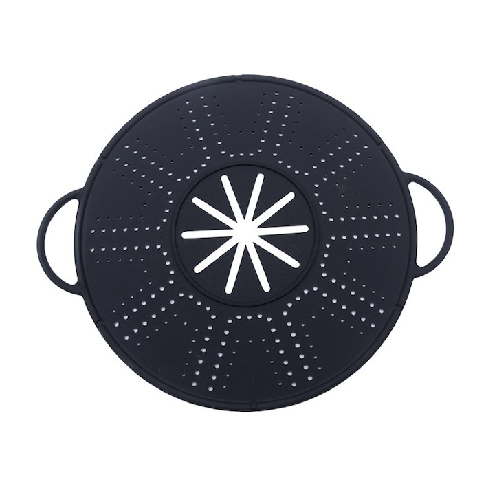 Capac Sita pentru Tigaie, Flippy, 28 inch, Capac din Silicon pentru Scuregere, Rezistent la Remperaturi ridicate, Anti-Stropire, Deflector de Ulei, Negru