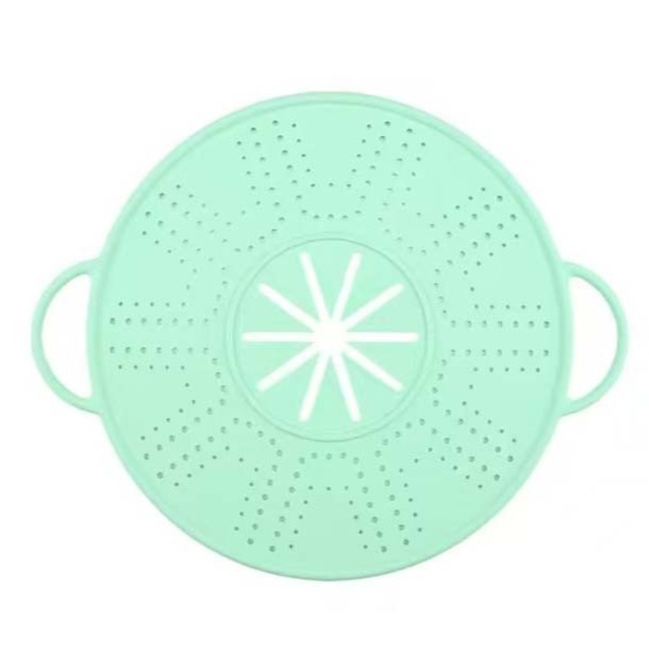 Capac Sita pentru Tigaie, Flippy, 28 inch, Capac din Silicon pentru Scuregere, Rezistent la Remperaturi ridicate, Anti-Stropire, Deflector de Ulei, Verde deschis