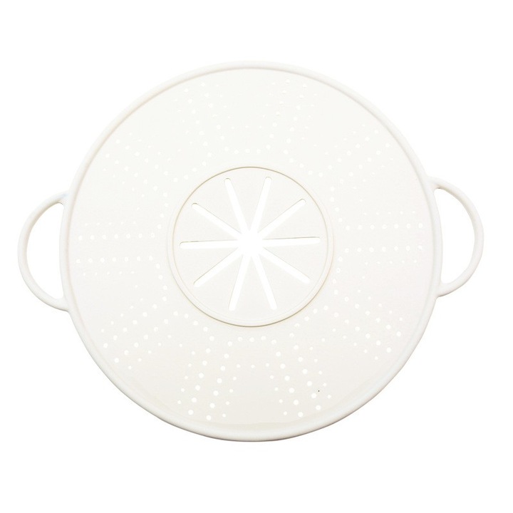 Capac Sita pentru Tigaie, Flippy, 28 inch, Capac din Silicon pentru Scuregere, Rezistent la Remperaturi ridicate, Anti-Stropire, Deflector de Ulei, Alb