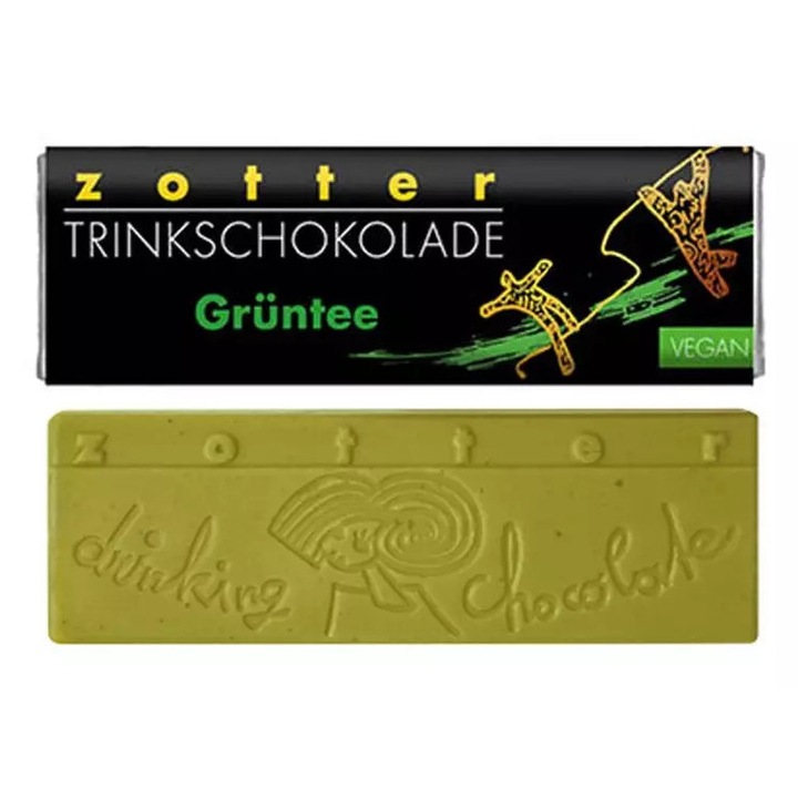 Ciocolata calda bio si fairtrade cu ceai verde Matcha, 22 g Zotter