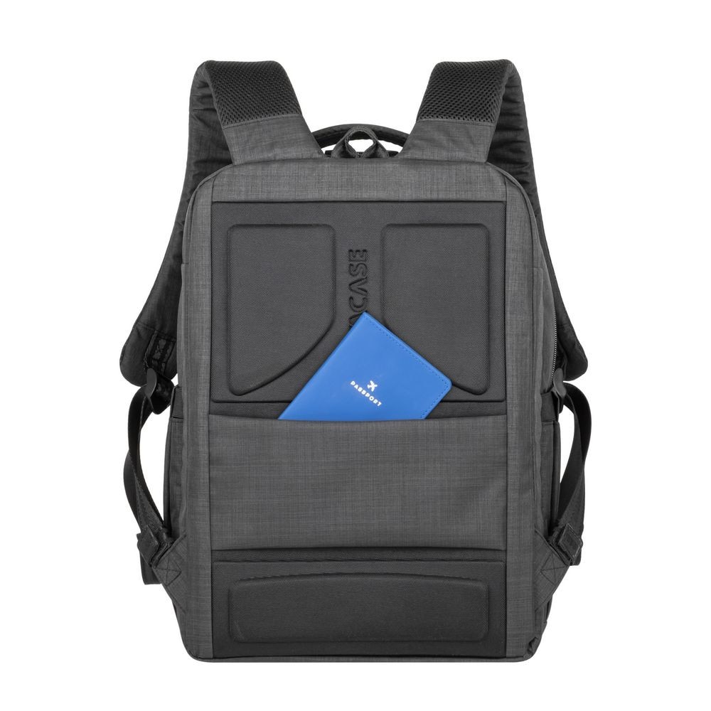 Rucsac laptop Rivacase 8363, 15.6", sistem Carry-on, negru, compartimente multiple