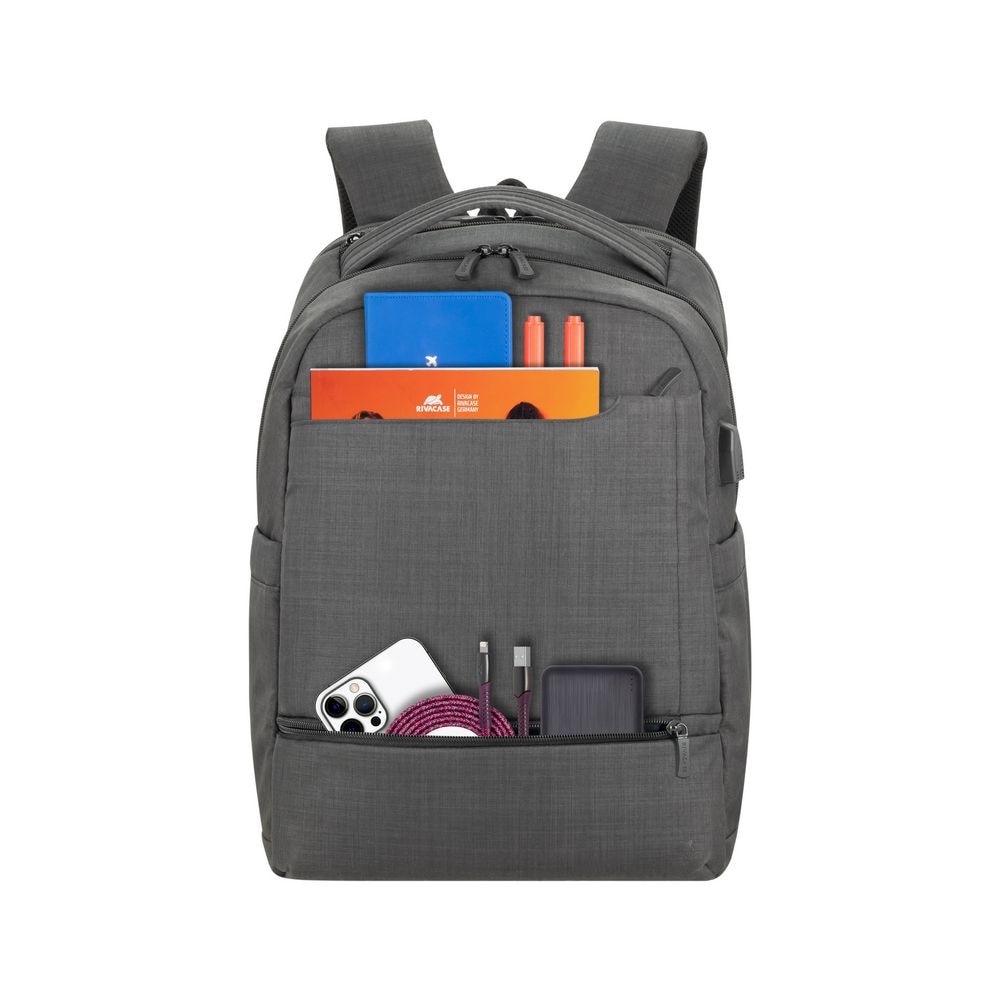 Rucsac laptop Rivacase 8363, 15.6", sistem Carry-on, negru, compartimente multiple