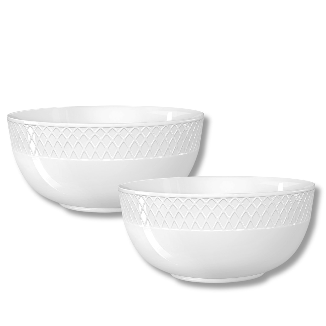 WILMAX ENGLAND Set de 2 boluri de porțelan Sigura Durabile Alb, 600 ml