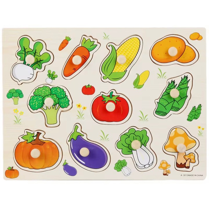 Fából készült oktató puzzle – Zöldségek
