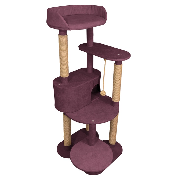 Ansamblu joaca Pisici, Visiniu, 140 cm Inaltime, Lucrat Manual, Culcus cu Burete