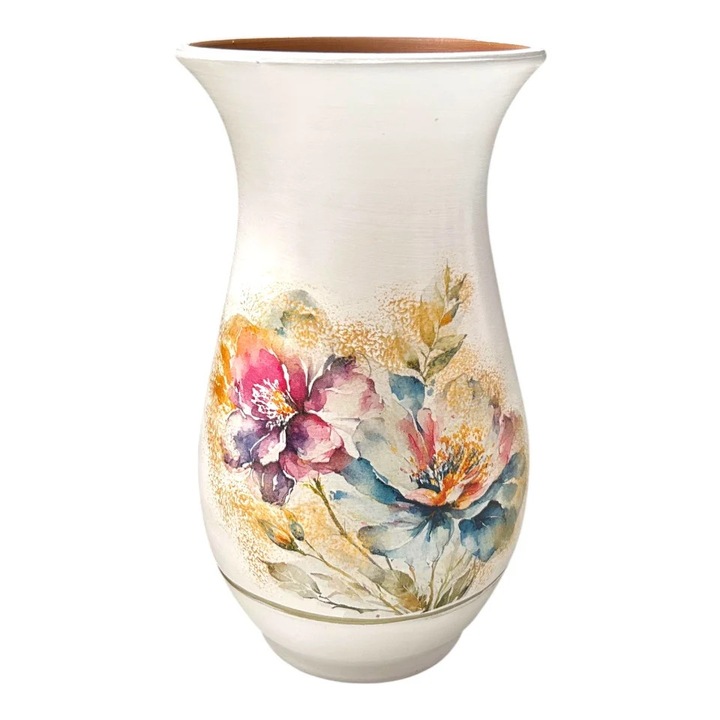 Vază ceramică, buchet de flori, auriu, elegantă, 25cm