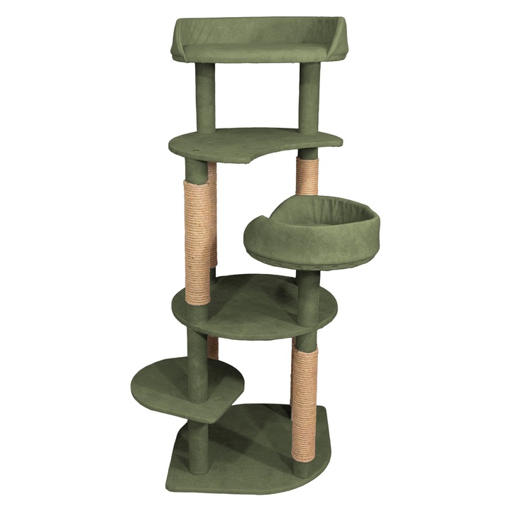 Ansamblu joaca Pisici, Verde Kiwi, 140 cm Inaltime, Lucrat Manual, Culcus cu Burete