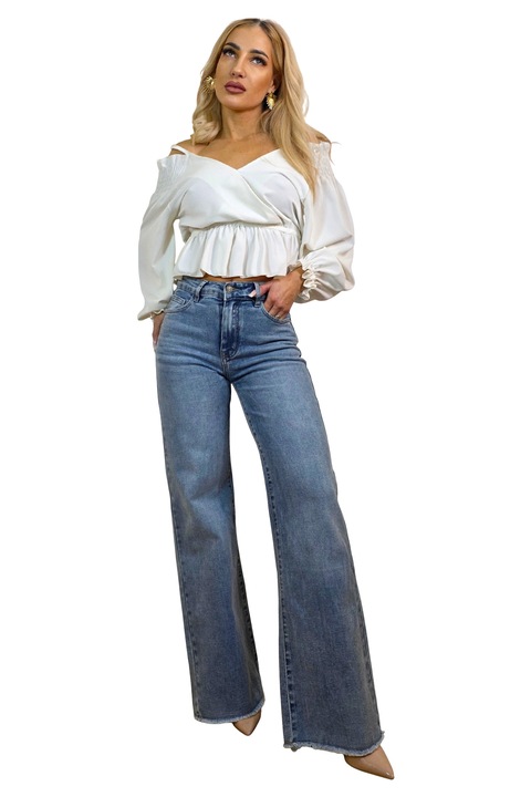 Широки панталони Blugi Ventura, с еластична текстура, Denim Blue