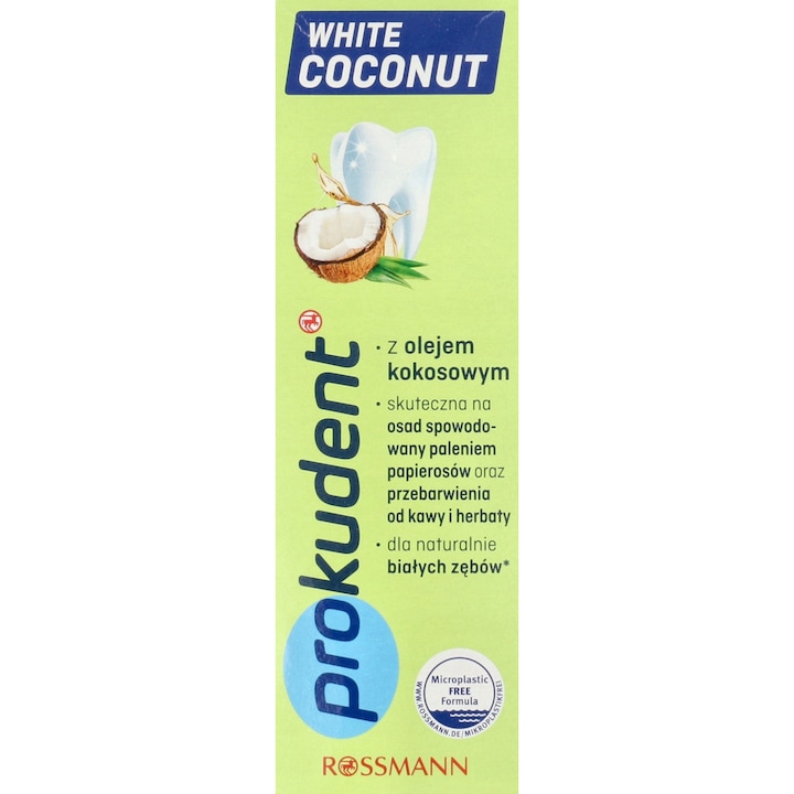 Prokudent White Coconut fogkrém, 75 ml, nátrium-fluoriddal, fogfehérítéshez és folteltávolításhoz