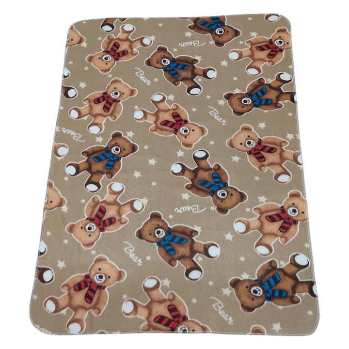 Patura polar pentru copii, 75x100 cm, Model Ursuleti 260102.M