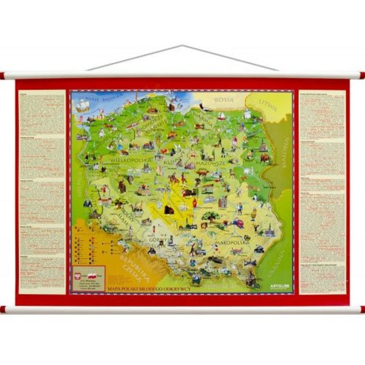 Harta de perete Artglob, Mapa scienna pentru copii, educationala, decorativa, 70x100cm