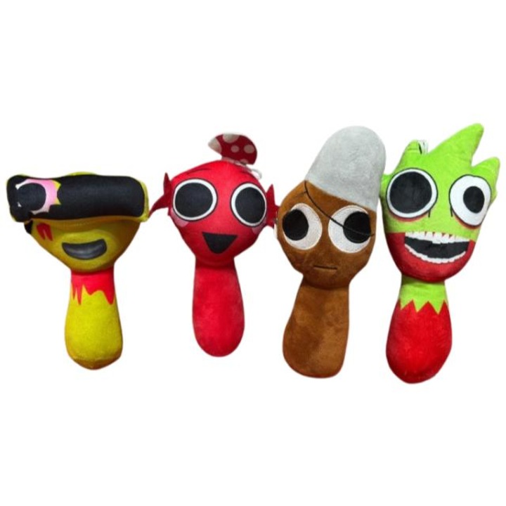 Set 4 jucarii de plus Sprunki, 21 cm, multicolor