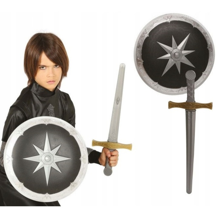 Set de jucarie, Fiestas Guirca, sabie si scut, plastic, 50x35cm