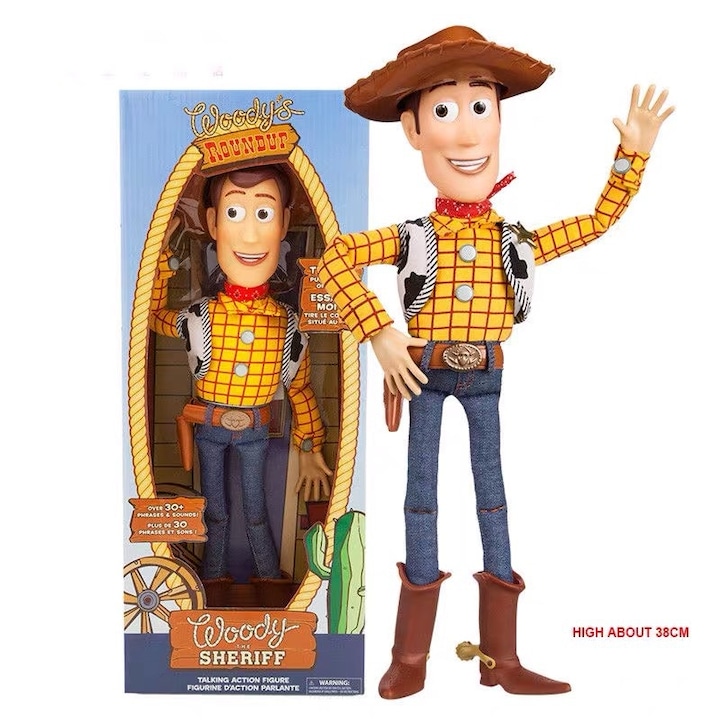 Papusa interactiva, Toy Story Woody 75th Anniversary, 38cm, cu sunet, rosteste 19 fraze, 38cm