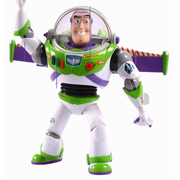 Figurina Buzz Lightyear, 30cm, multifunctionala, rosteste 15 replici din film, multicolor