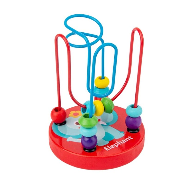 Jucarie interactiva pentru bebelusi, labirint de margele si cuburi, 120x90mm, 1 bucata