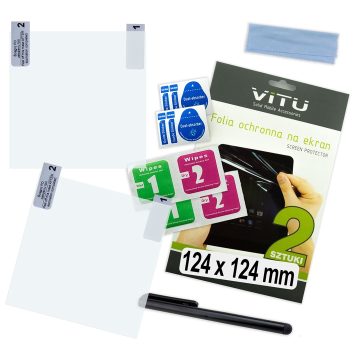Védőfólia VITU 2x 124mm 12,4cm 6,9" telefonhoz, okosórához, GPS-hez, polikarbonát, szett