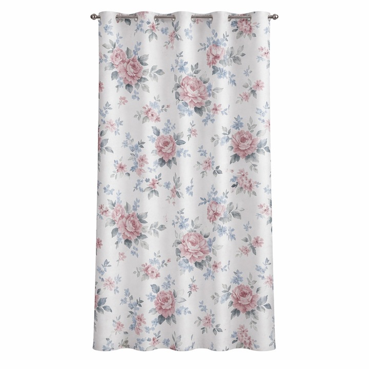 Декоративно Плътно перде в с флорални мотиви –, 140x260 см, Сиво