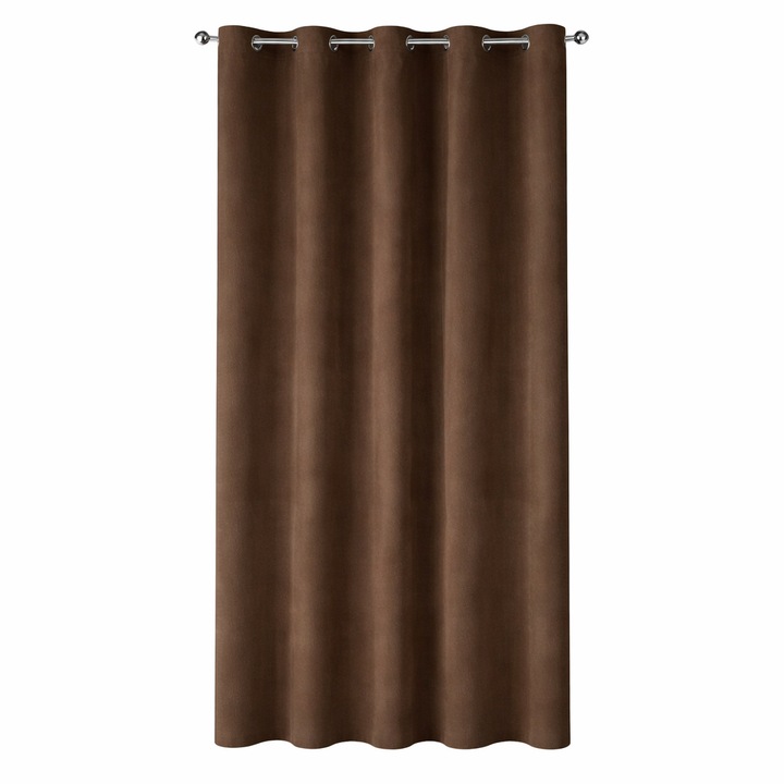 Перде, Полиестер, С халки, 140x260, Кафяв