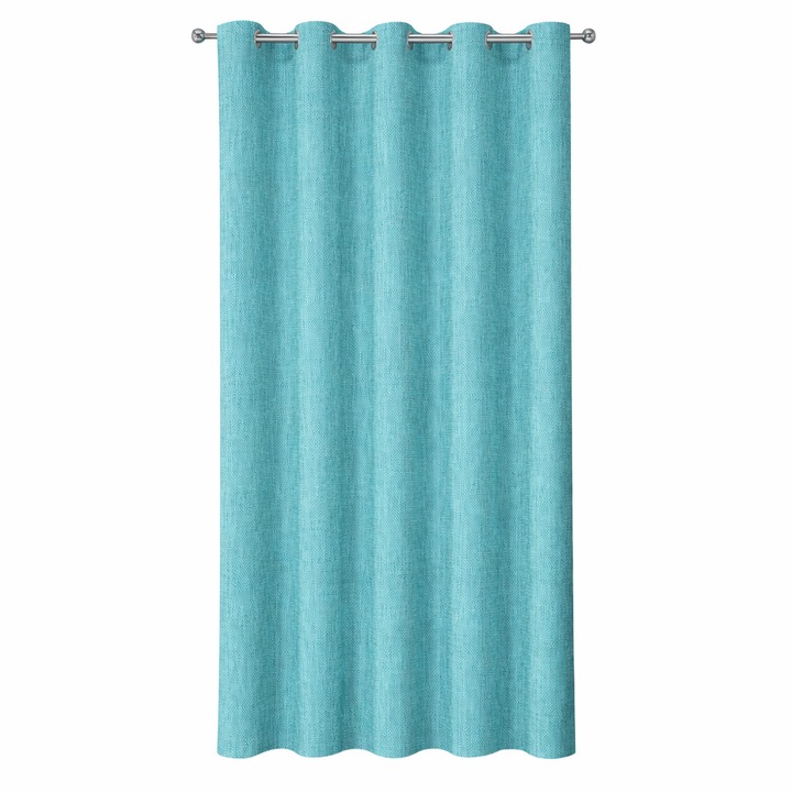 Изискано Плътно перде с халки, 136x260 см, Тюркоазено